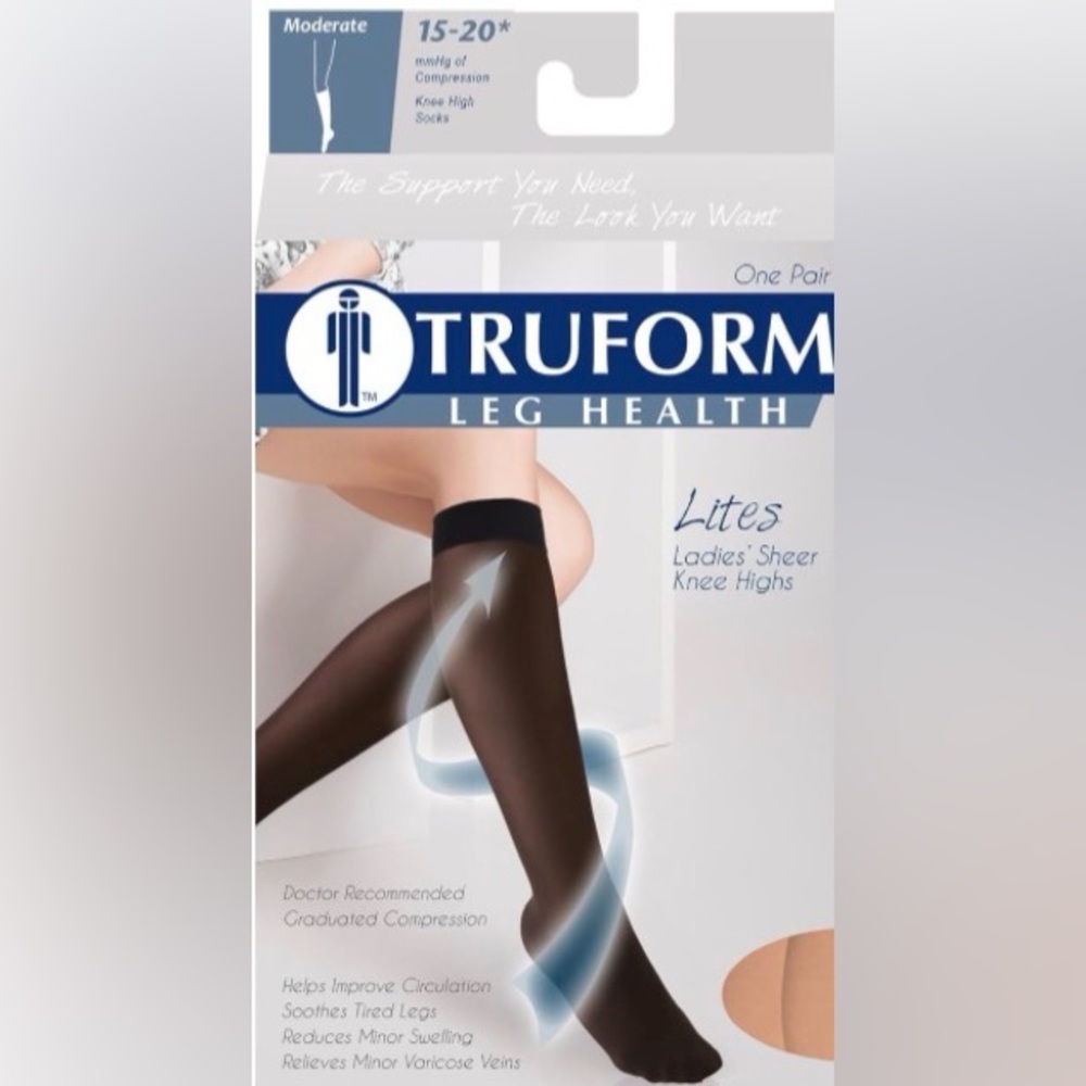Truform Sheer Compression Stockings,15-20 mmHg,Women's Knee High Beige, X-LRG NW
